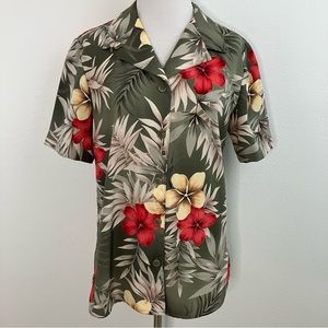 🔴 Jaclyn Smith Sport | Hawaiian Plumeria Button Down Top